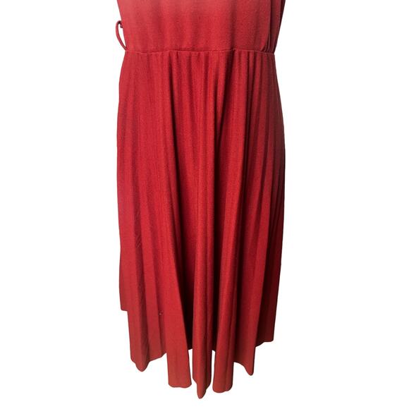 Vintage 90s Elizabeth & Nicole Rust Orange Pleated Secretary Dress Medium Large - Picture 4 of 6